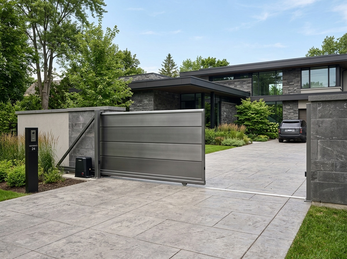 Olympus Series-A brushed aluminum automatic sliding gate