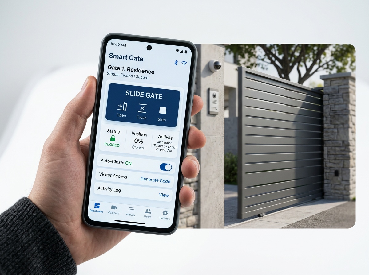Smart gate control app on smartphone